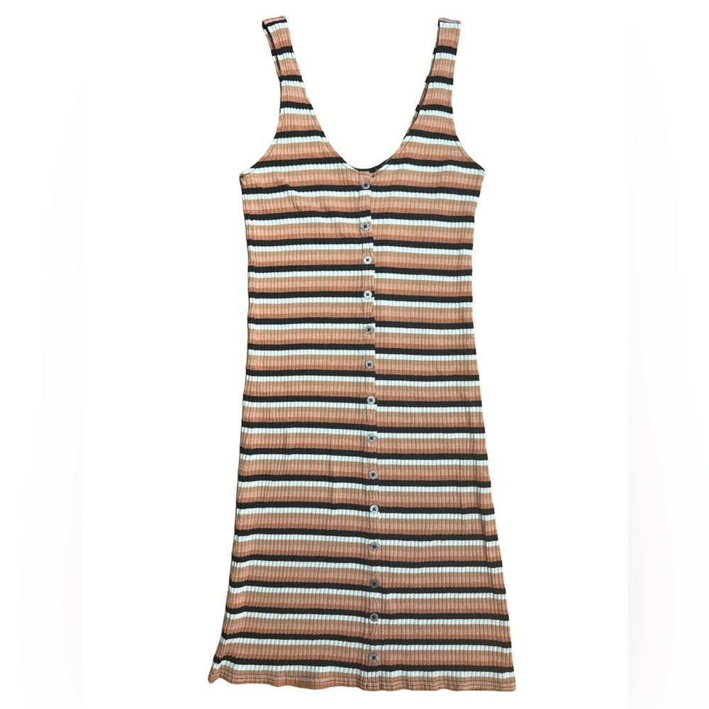 American Eagle Ribbed Striped Button Front Mini Dress Size M - Picture 2 of 5